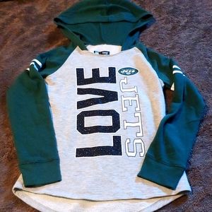 Girls Jets Team Apparel Glitter Love Jets Hooded Shirt Very Soft 6/7